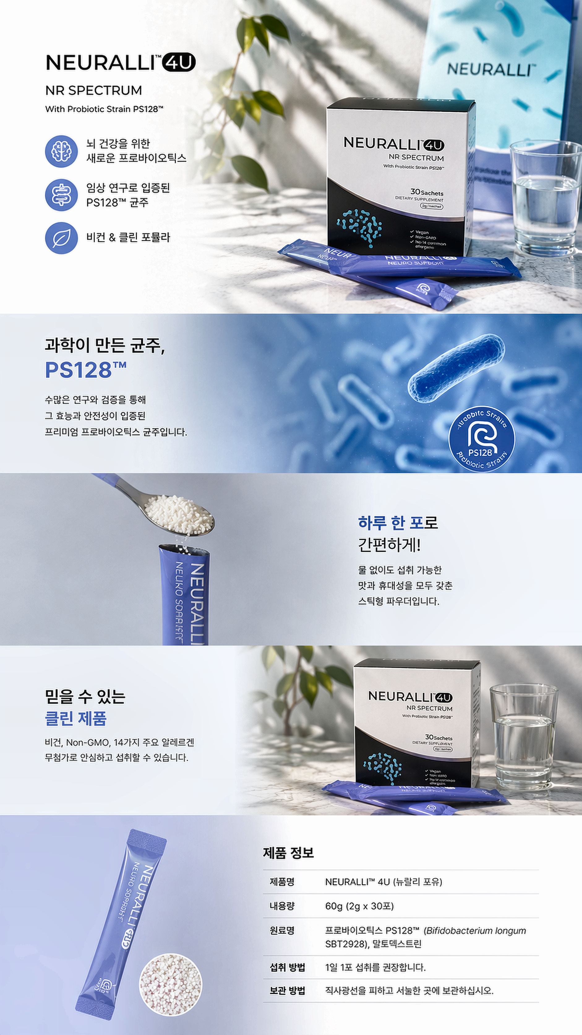 Neuralli 4U 제품 상세 정보 — PS128™ 성분 및 스펙